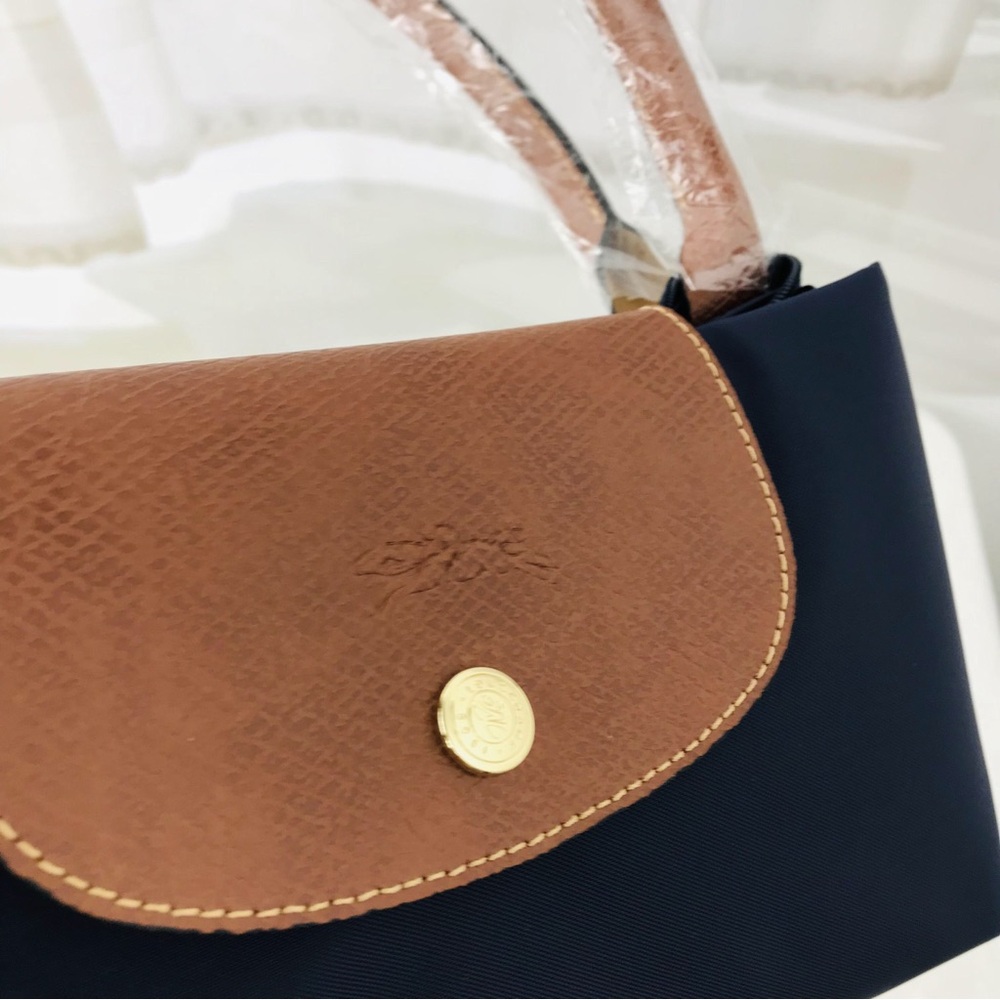 NWT Longchamp Le Pliage Original Large Shoulder Nylon Bag Tote Navy Blue - Picture 4 of 11